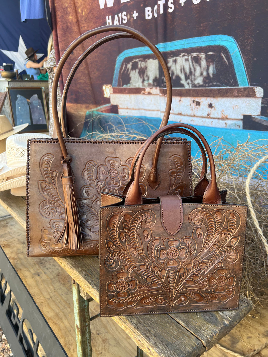 The Amy | Hand-Tooled Leather Tote Bag