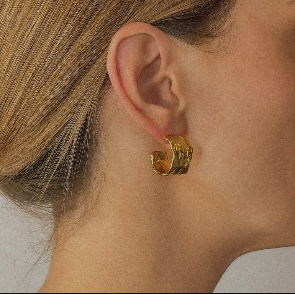 Gina Hammered Hoop from KADOU Boutique