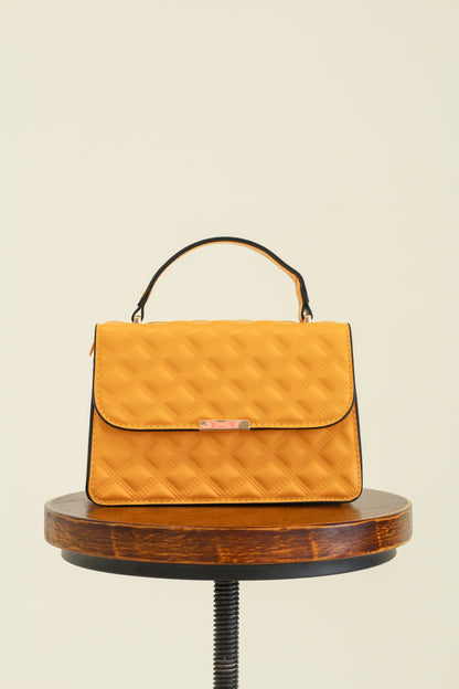 Elegant Yellow Handbag. Front view. From Kadou Boutique.
