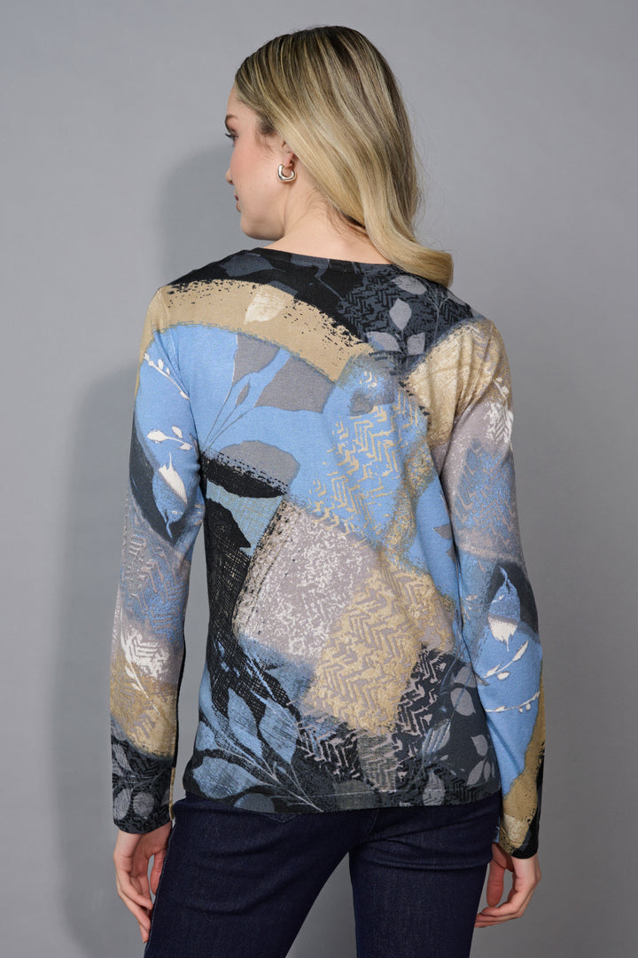 Embellished Crewneck Printed Top