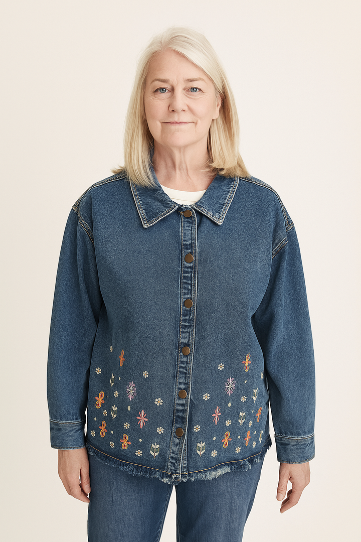 Embroidered Bloom Denim Jacket by Keren Hart