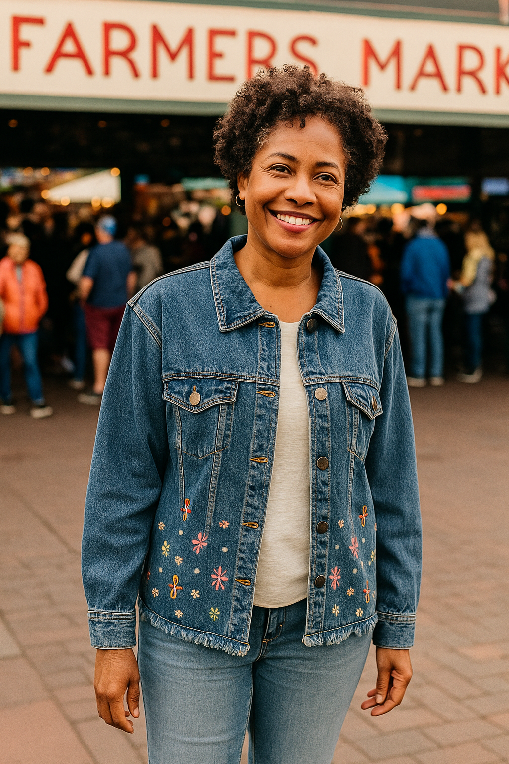 Embroidered Bloom Denim Jacket by Keren Hart
