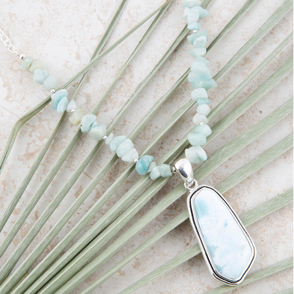 Natural Wonders Blue Larimar and Sterling Silver Necklace from KADOU Boutique