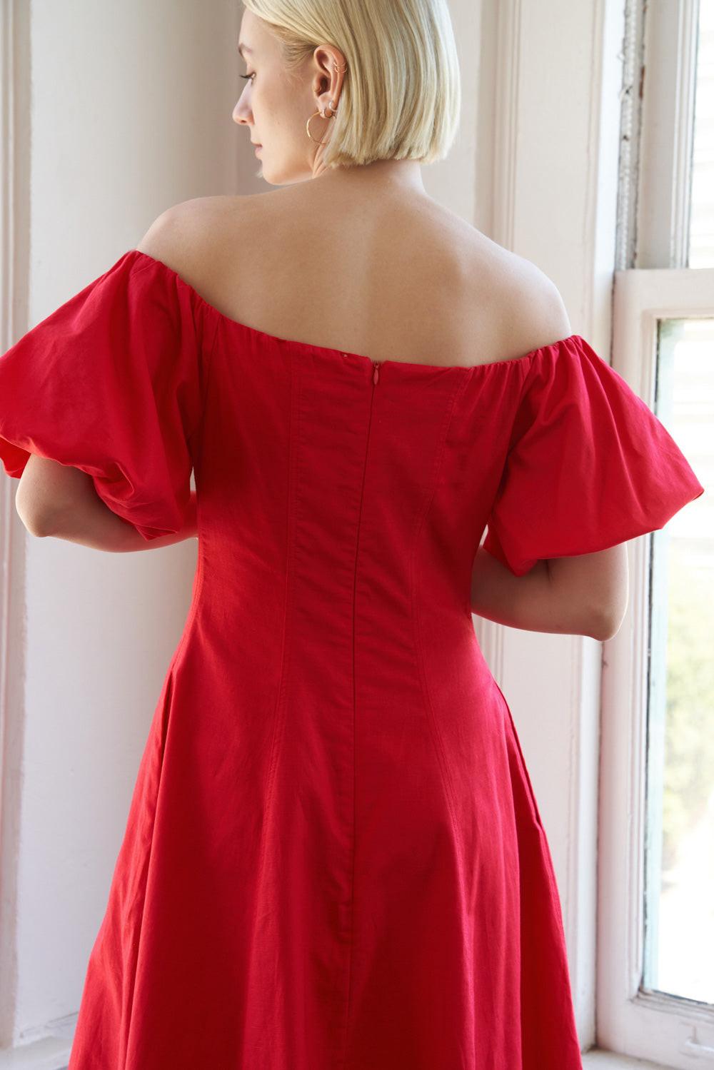 Protecting My Peace Red Woven Midi Dress from KADOU Boutique