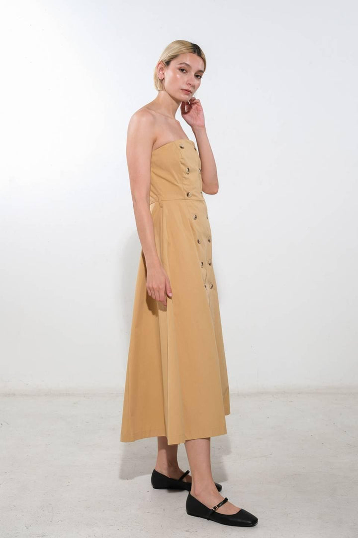 FOLLOW YOU EVERYWHERE WOVEN MIDI DRESS