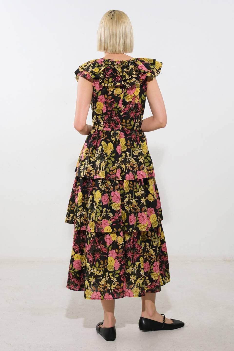 Graceful Gathering Woven Midi Dress from KADOU Boutique