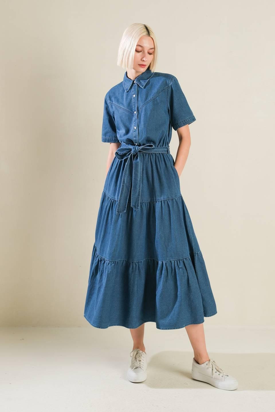 Absolute Edge Denim Midi Dress from KADOU Boutique