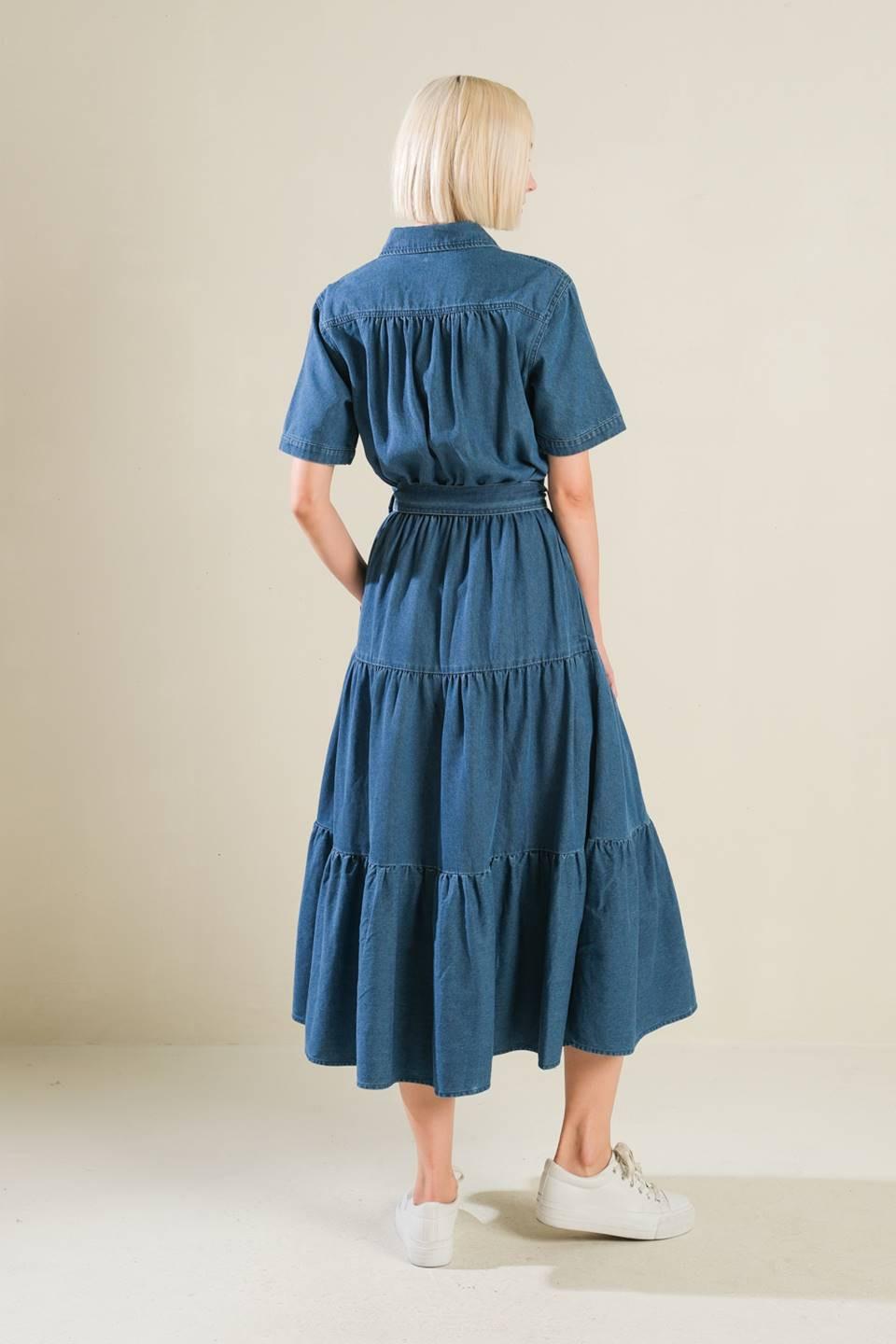 Absolute Edge Denim Midi Dress from KADOU Boutique