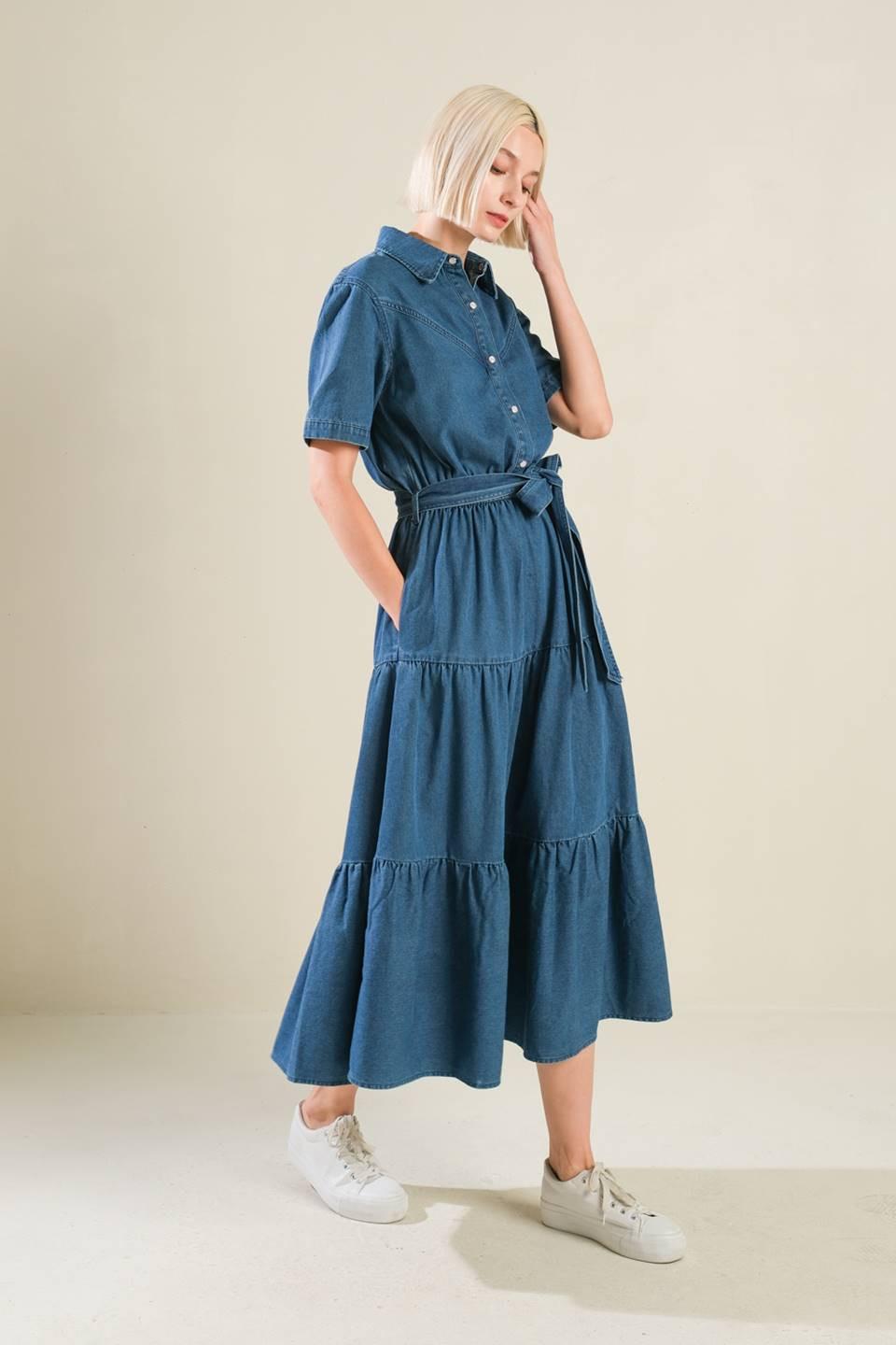 Absolute Edge Denim Midi Dress from KADOU Boutique