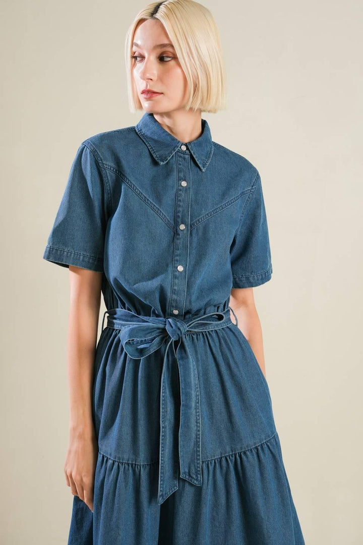 Absolute Edge Denim Midi Dress from KADOU Boutique