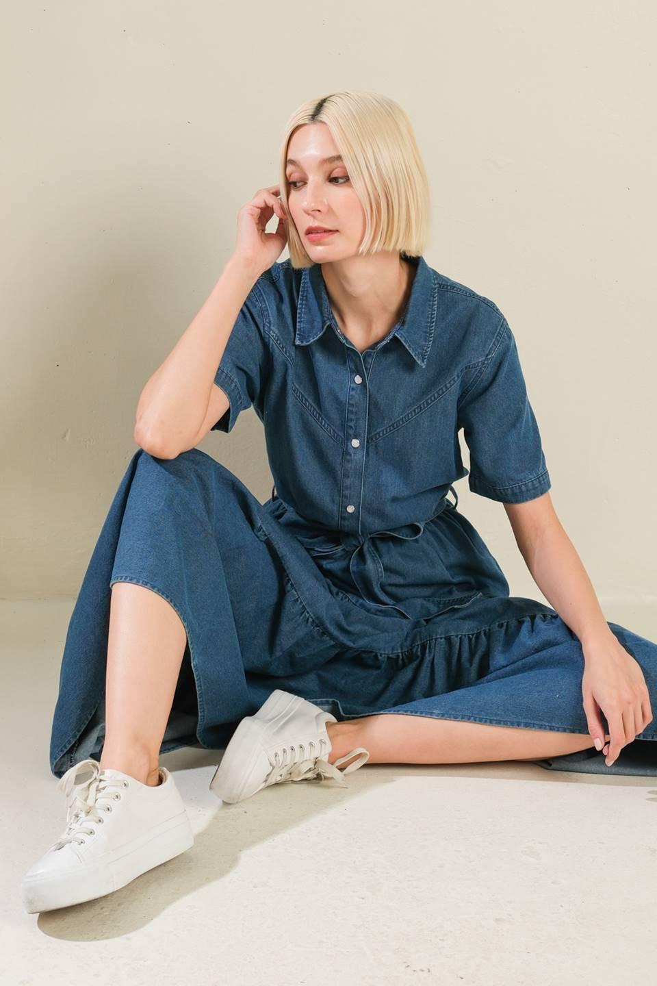 Absolute Edge Denim Midi Dress from KADOU Boutique