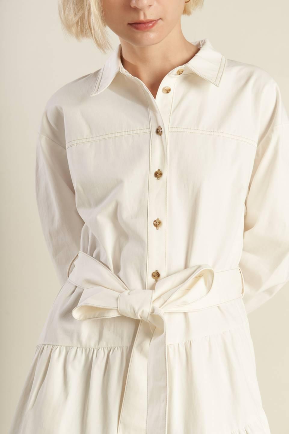 Anytime Now Woven Twill Midi Dress from KADOU Boutique