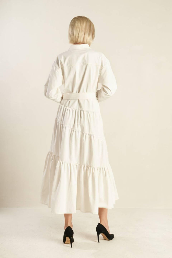 Anytime Now Woven Twill Midi Dress from KADOU Boutique