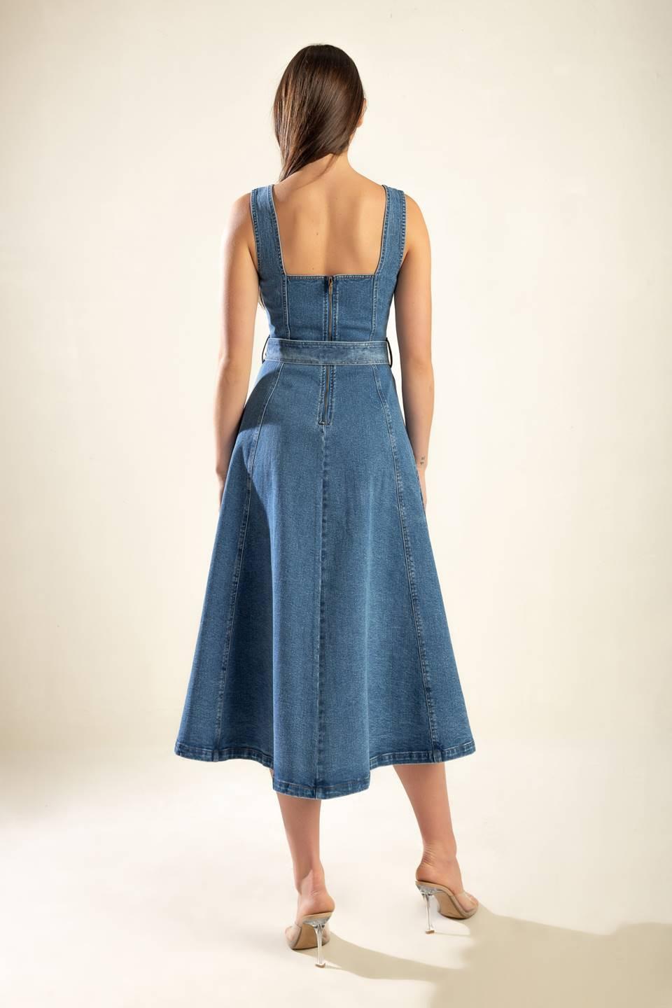 Prettiest Behavior Denim Midi Dress from KADOU Boutique