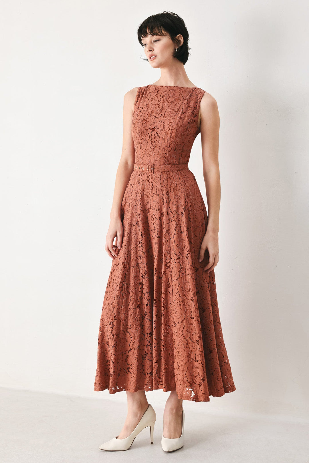 True Romance Woven Lace Midi Dress from KADOU Boutique