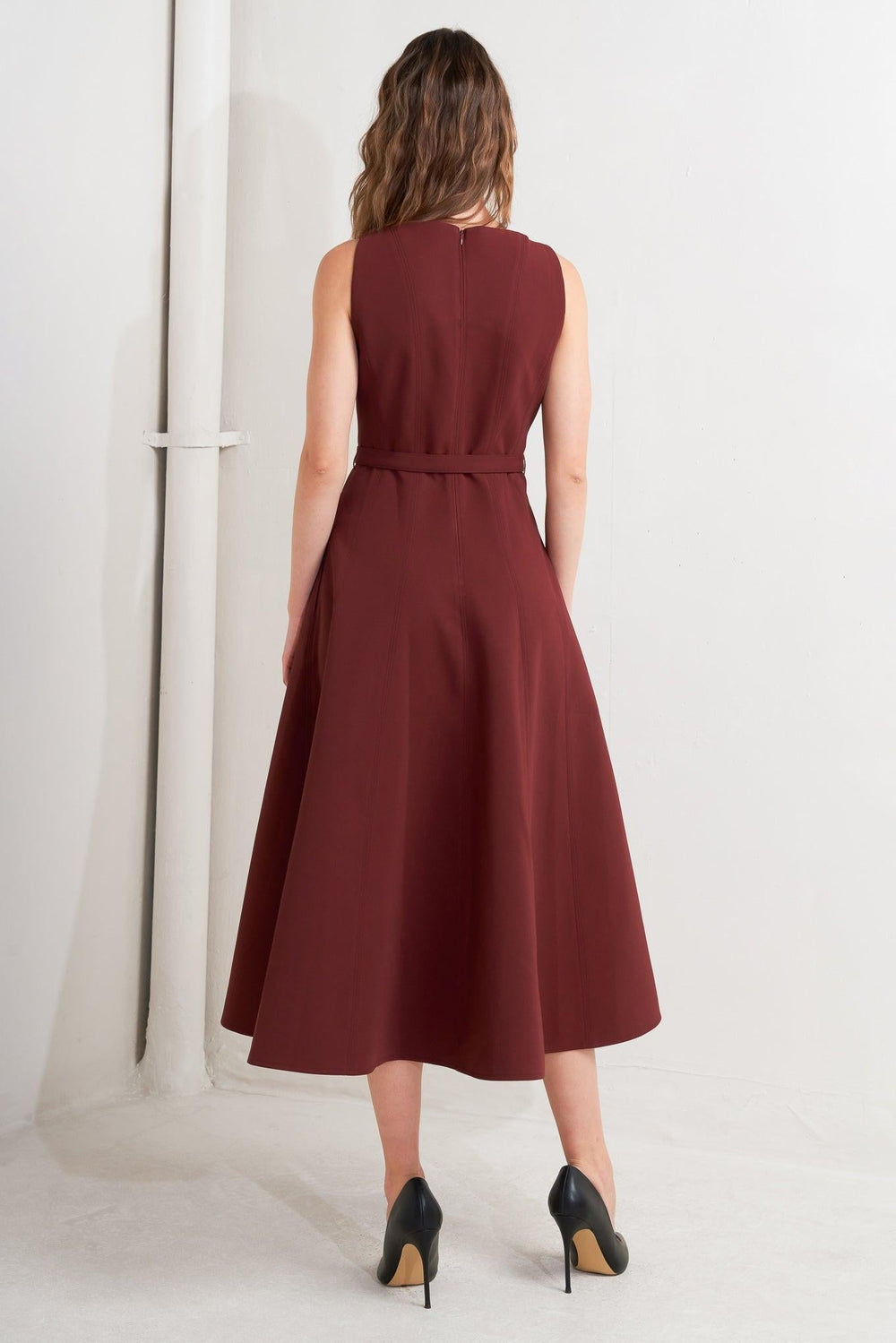 Living the Dream Wine Woven Midi Dress from KADOU Boutique