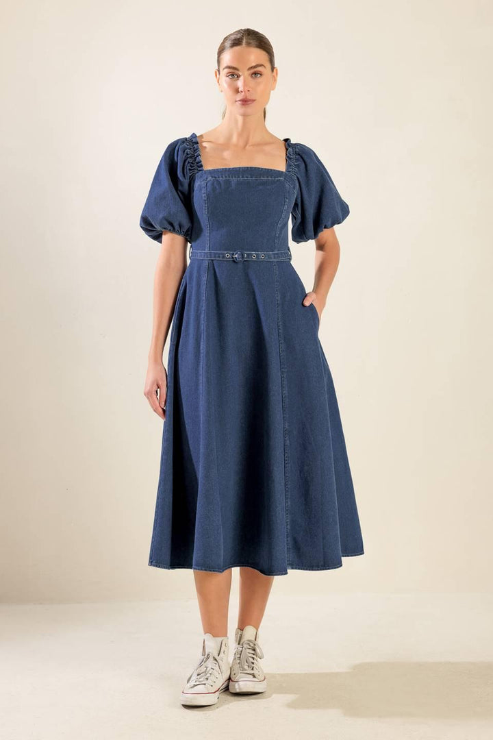 All Spruced Up Denim Midi Dress from KADOU Boutique
