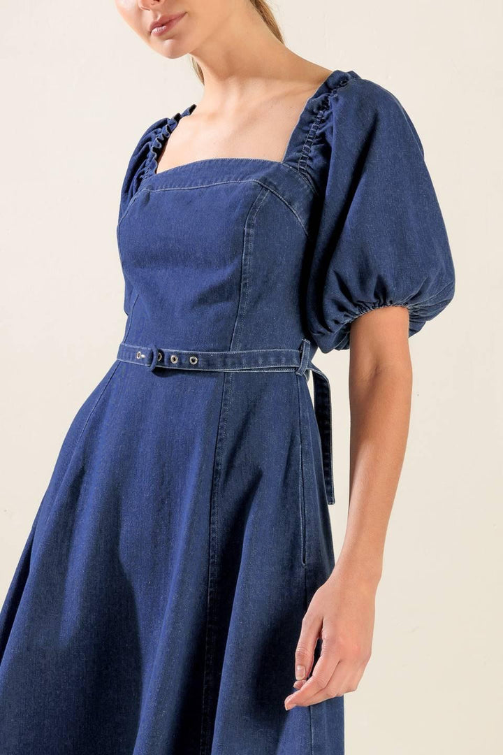 All Spruced Up Denim Midi Dress from KADOU Boutique