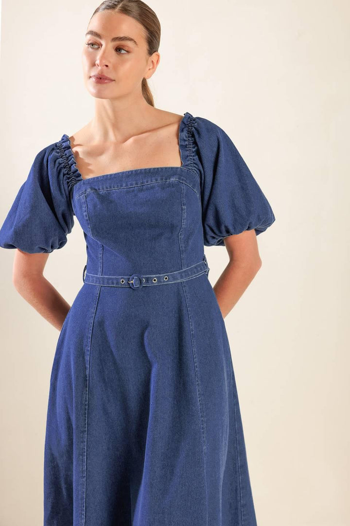 All Spruced Up Denim Midi Dress from KADOU Boutique