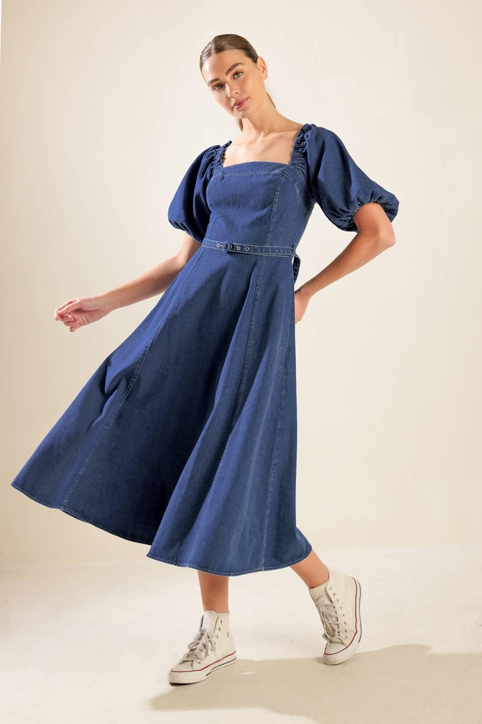 All Spruced Up Denim Midi Dress from KADOU Boutique