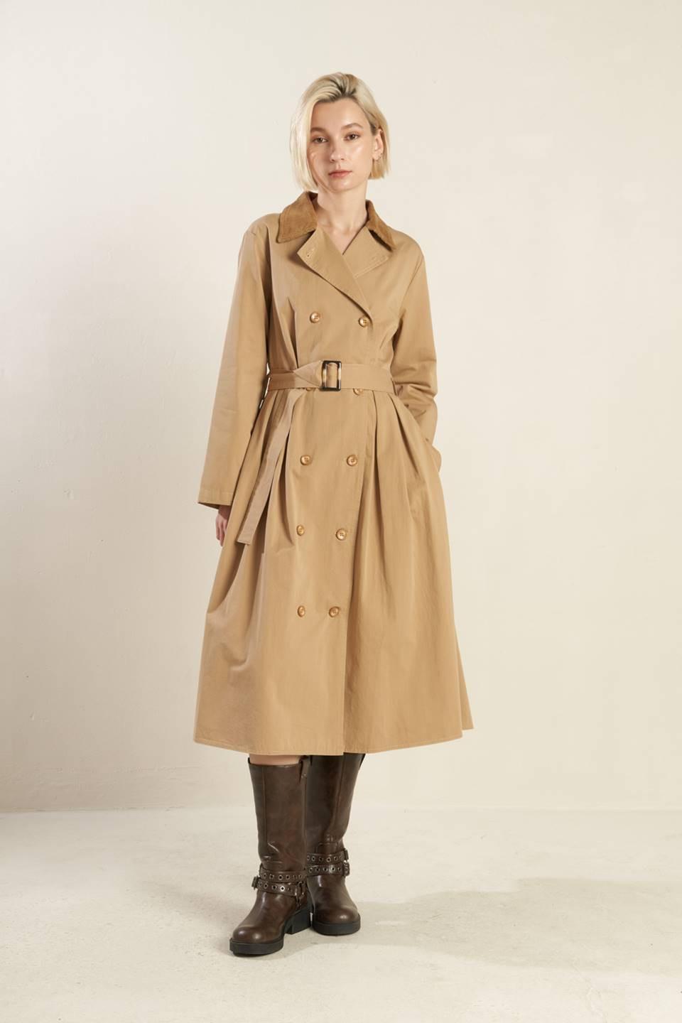 Falling Leaves Woven Midi Trench Coat from KADOU Boutique