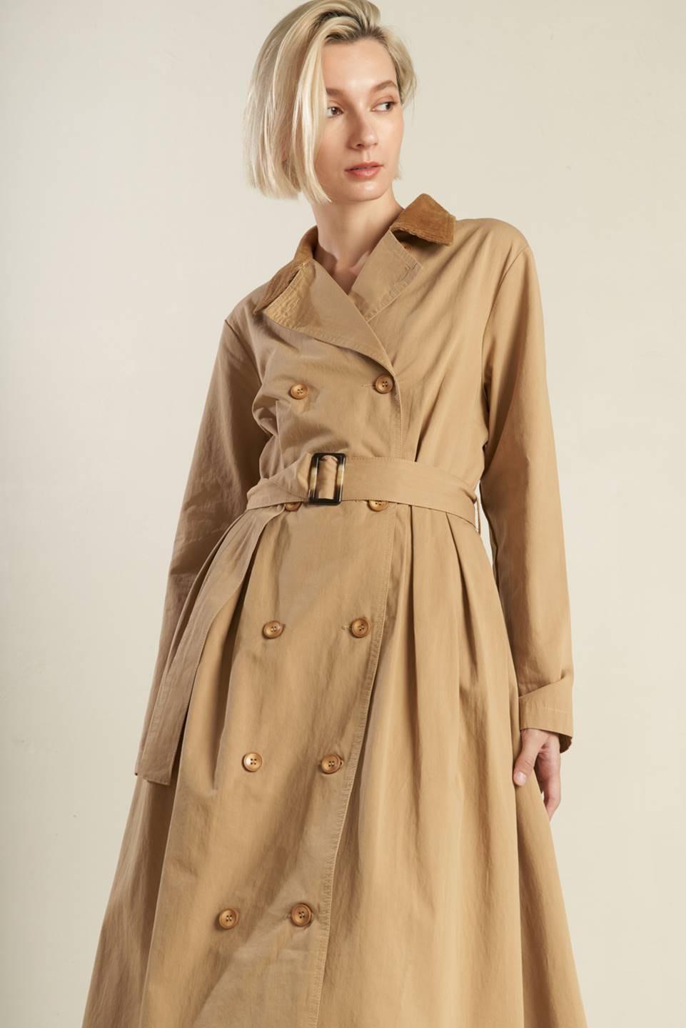 Falling Leaves Woven Midi Trench Coat from KADOU Boutique