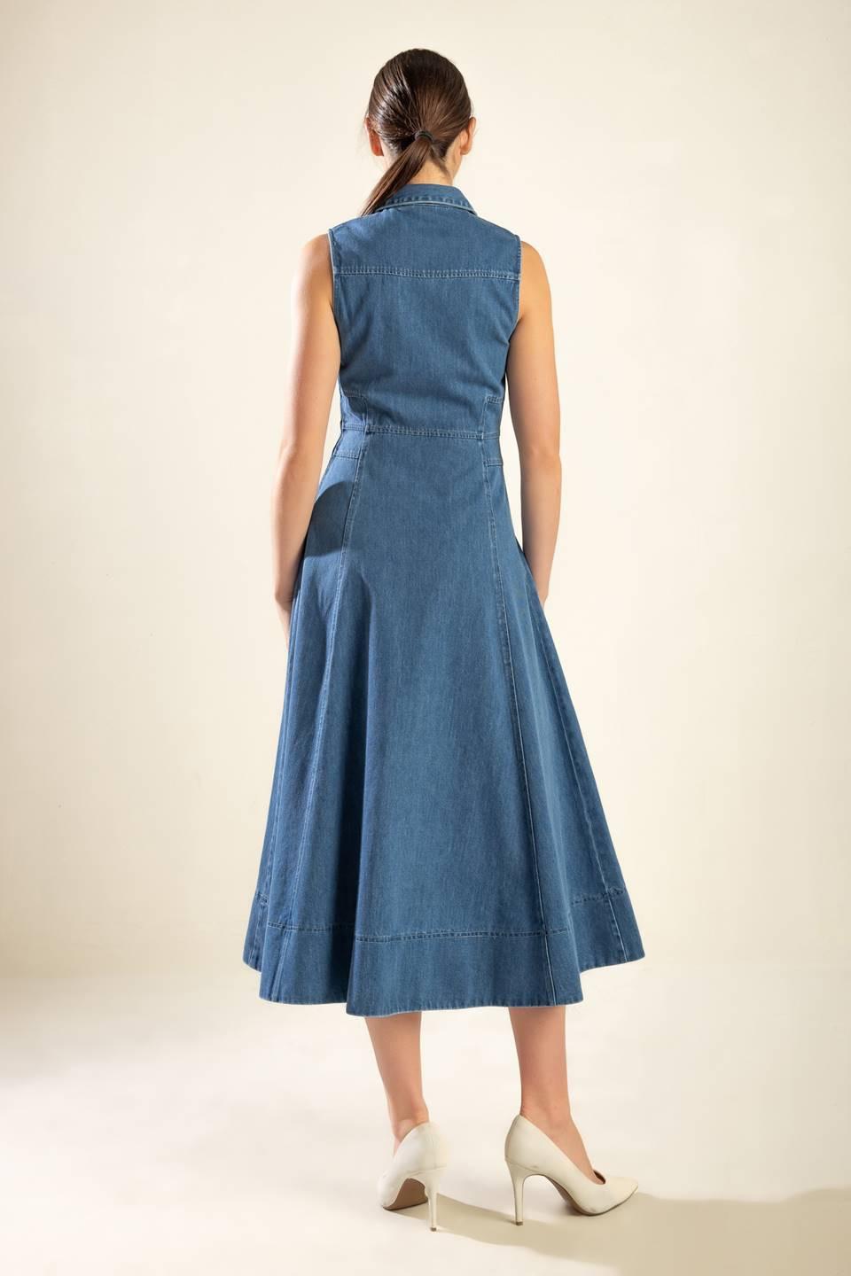 The Genevieve Denim Midi Dress from KADOU Boutique