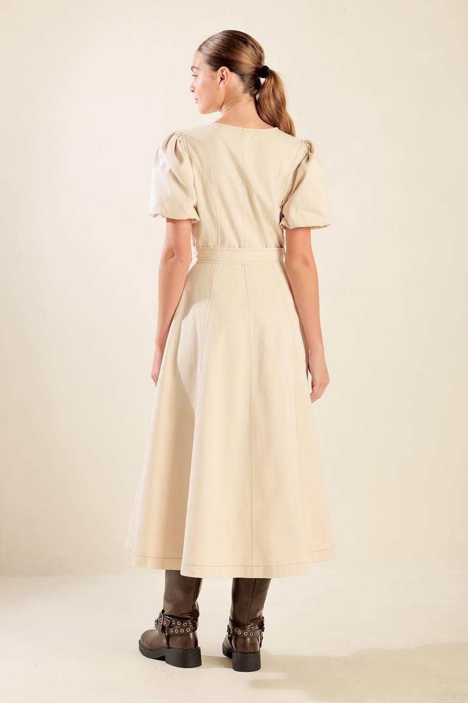 Captured By the Night Twill Midi Dress from KADOU Boutique