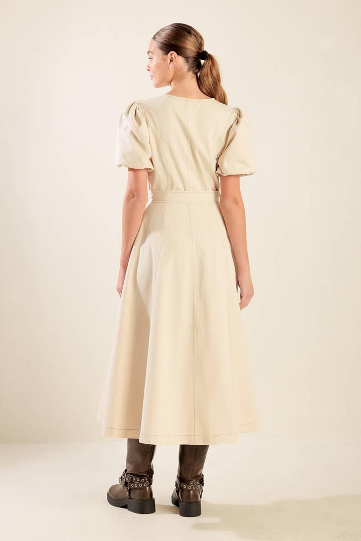 Captured By the Night Twill Midi Dress from KADOU Boutique