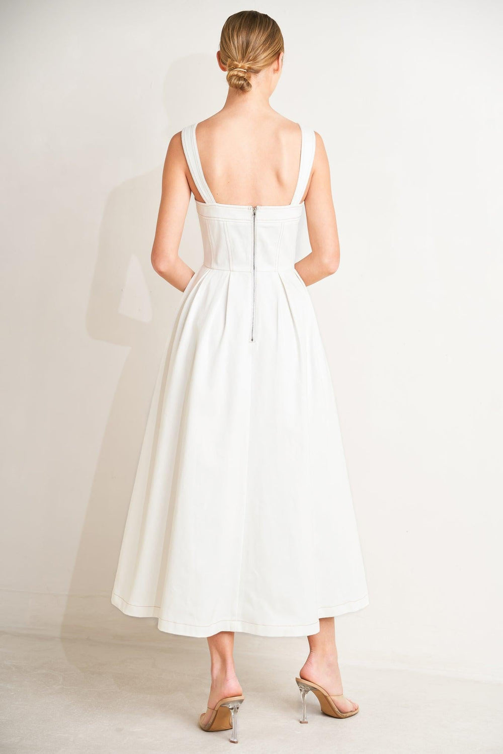 Serene Charm Woven Midi Dress from KADOU Boutique
