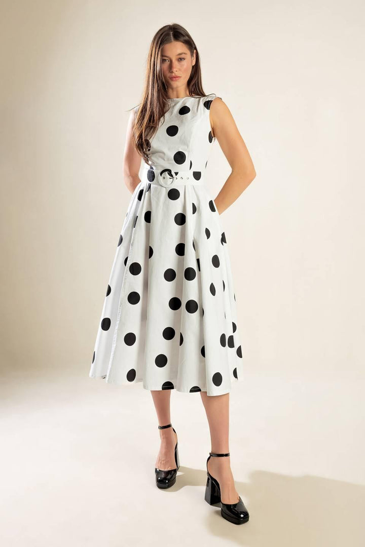 ECHOING FJORD WOVEN MIDI DRESS