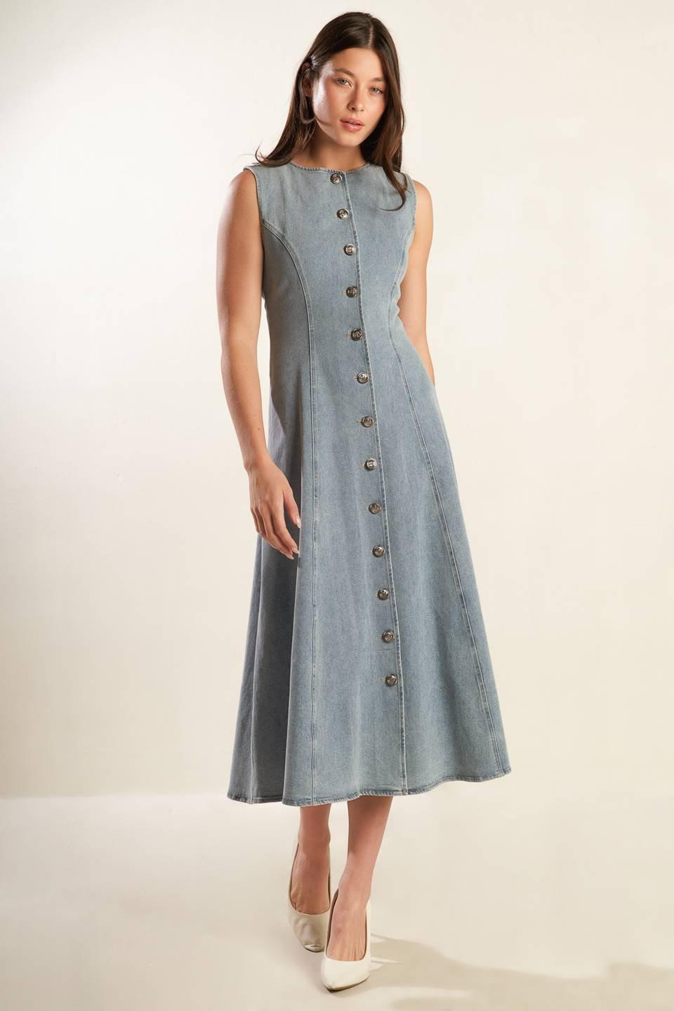 NAUTICAL &amp; NICE DENIM MIDI DRESS