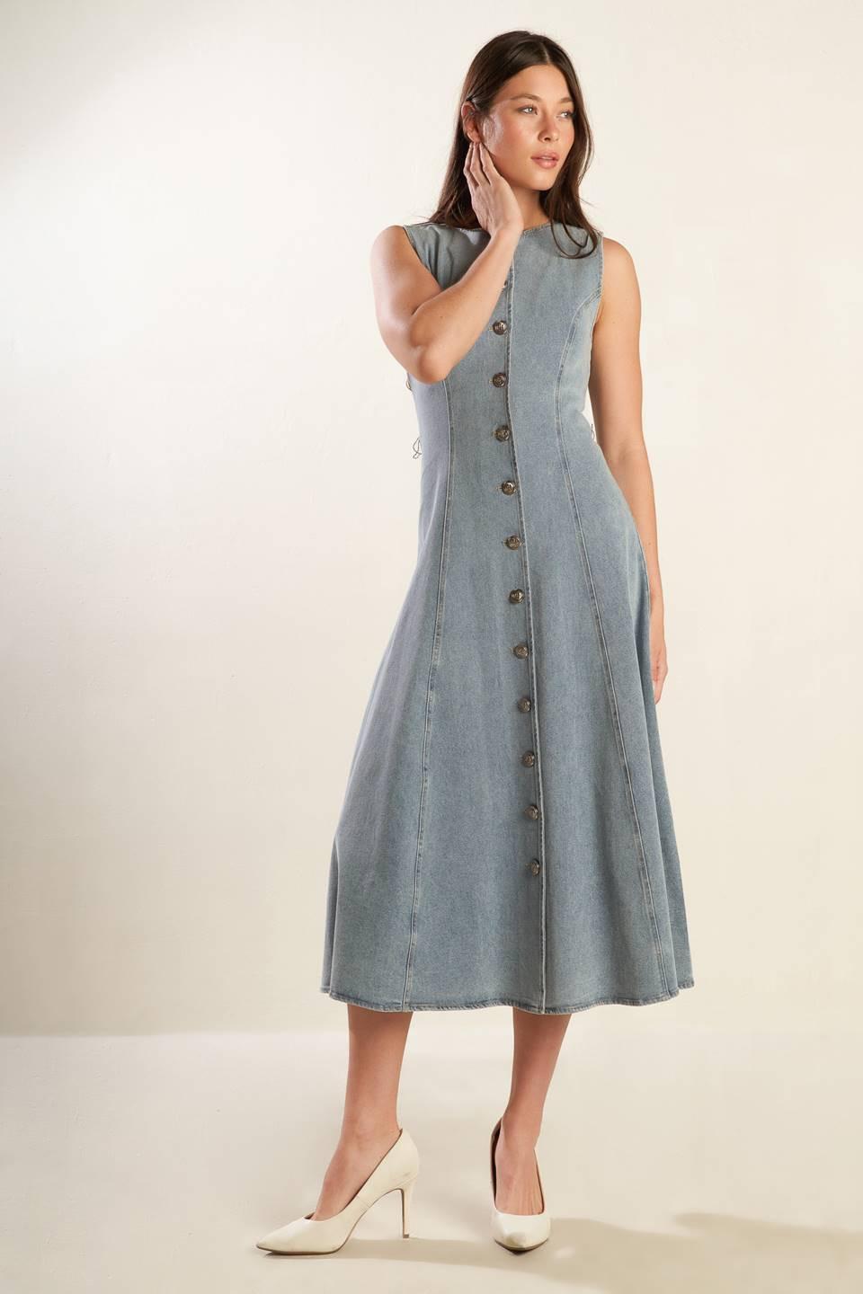 NAUTICAL &amp; NICE DENIM MIDI DRESS
