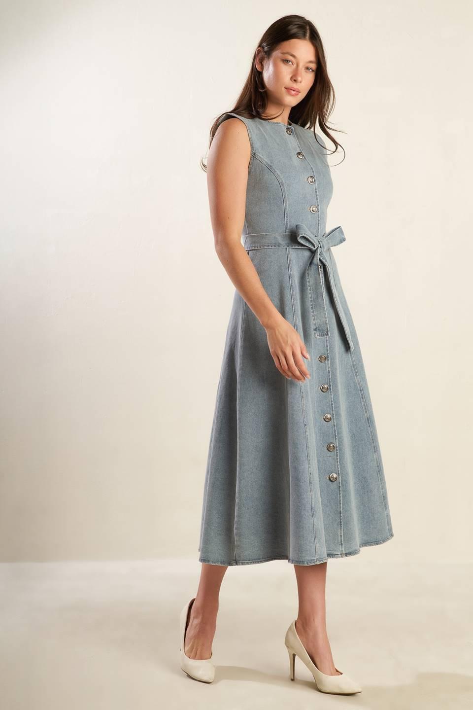 NAUTICAL &amp; NICE DENIM MIDI DRESS