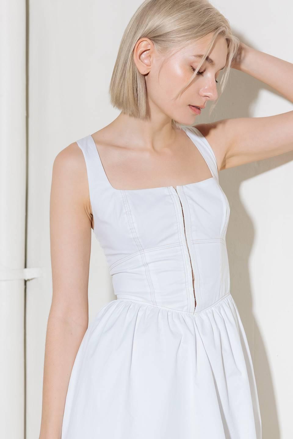 Catch the Sun in White Woven Midi Dress from KADOU Boutique