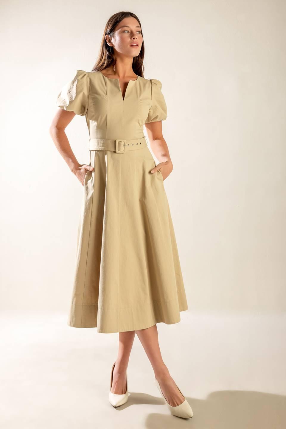 Sunlit Soiree Woven Midi Dress from KADOU Boutique