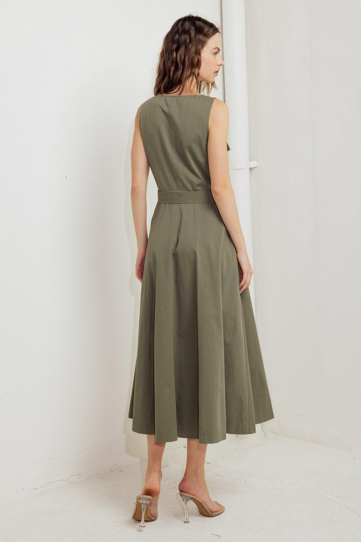 Olive Grove Woven Midi Dress from KADOU Boutique