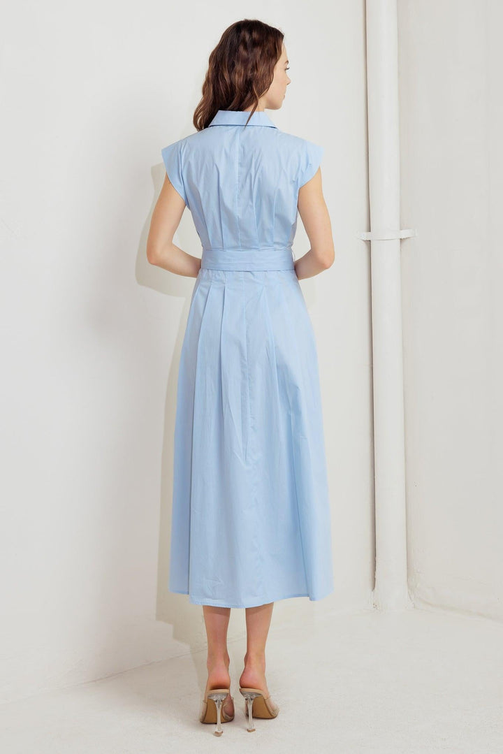 BLUE SERENITY WOVEN MIDI DRESS