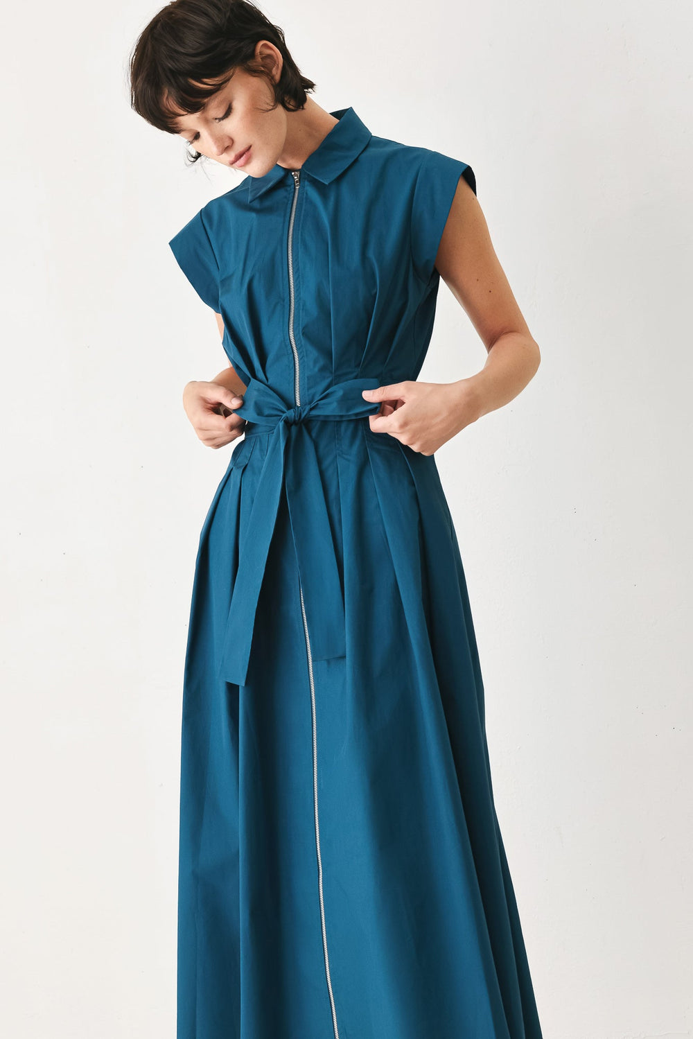 Blue Serenity Woven Midi Dress from KADOU Boutique