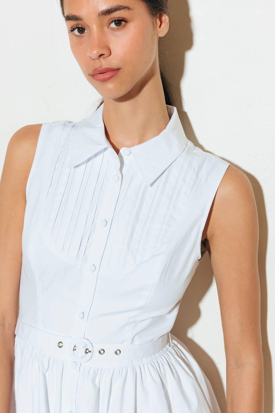 Nue Ease White Woven Mdi Dress from KADOU Boutique