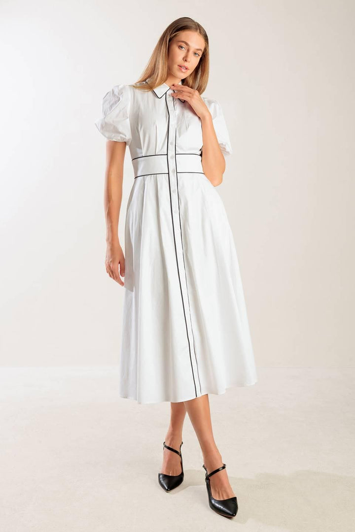 IN THE BREEZE WHITE WOVEN MIDI DRESS