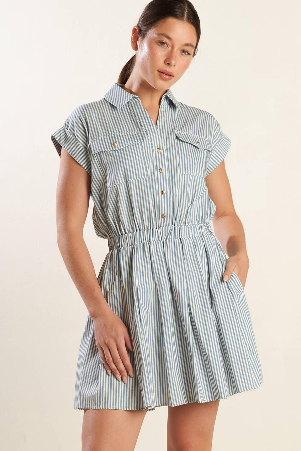 Champagne Toast Woven Mini Dress from KADOU Boutique