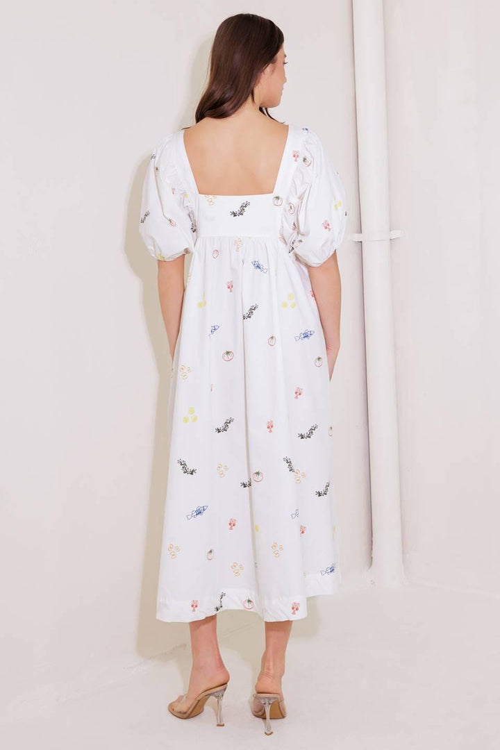 THE WORLD IS YOURS WOVEN MIDI DRESS