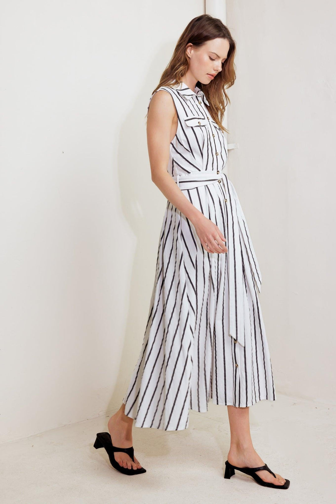 HUGS &amp; VANILLA CLOUDS WOVEN MIDI DRESS