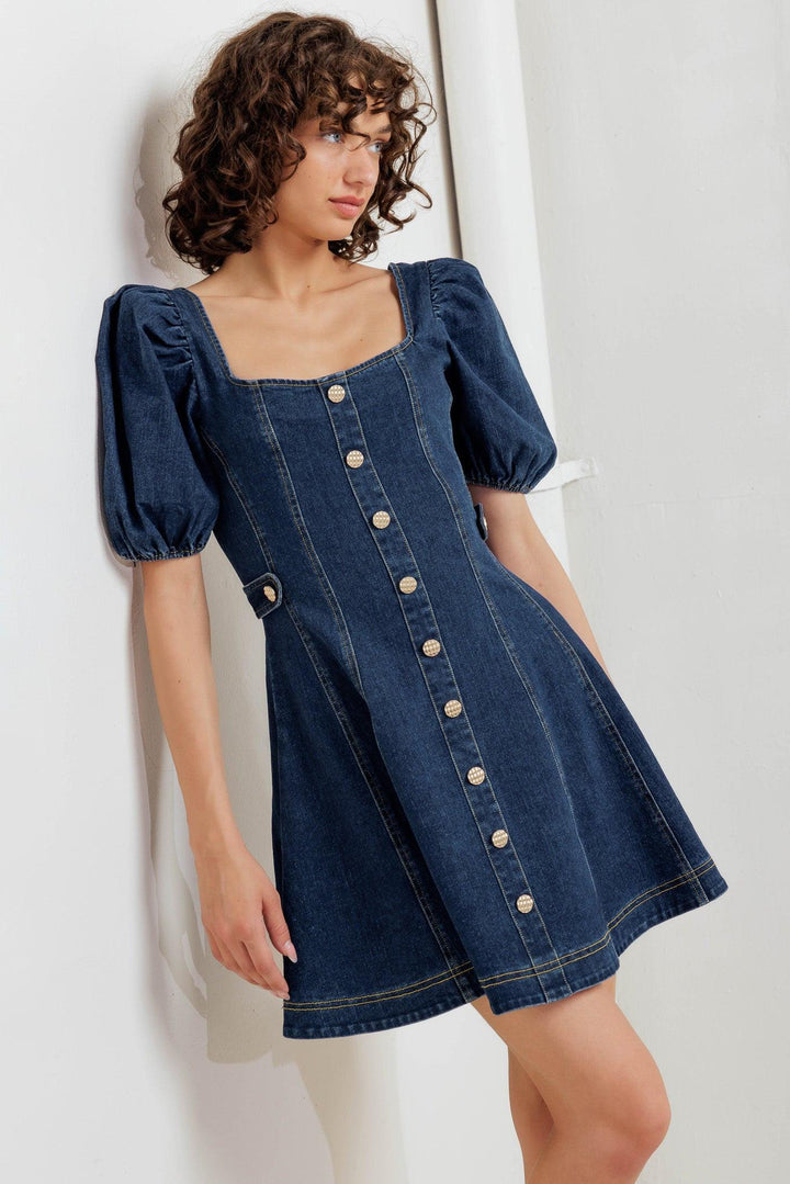 PUFF &amp; PLAY DENIM MINI DRESS