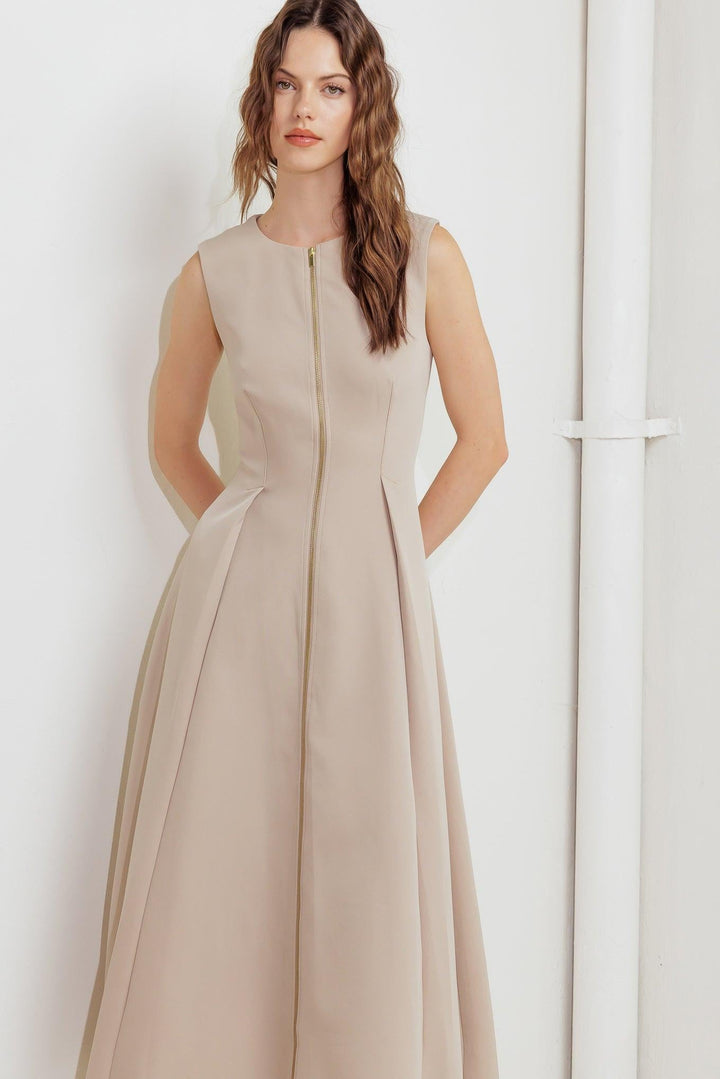 ZIP &amp; FLOW WOVEN MIDI DRESS
