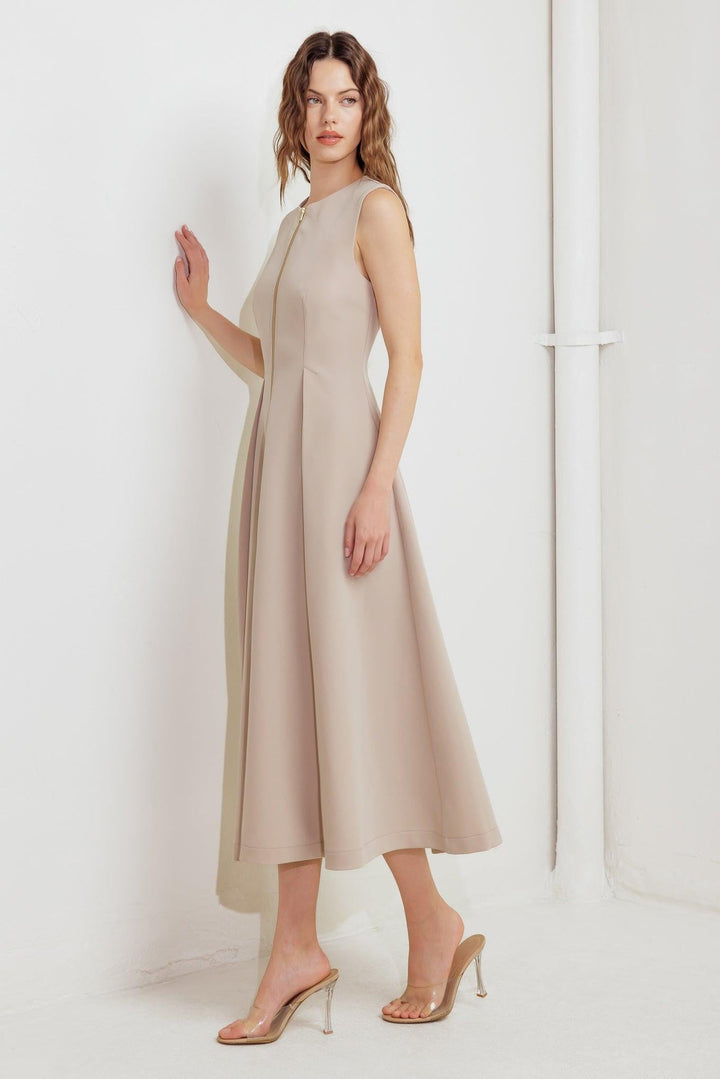 ZIP &amp; FLOW WOVEN MIDI DRESS