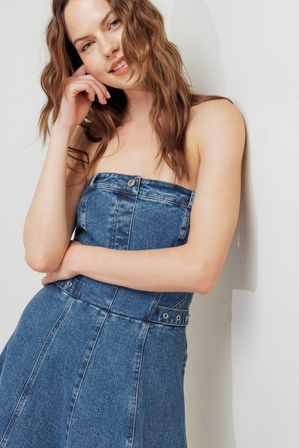 Midnight Structure Denim Midi Dress from KADOU Boutique