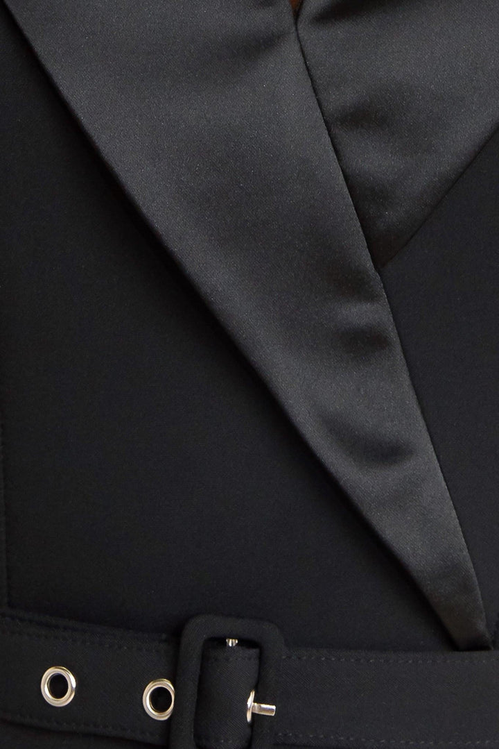MIDNIGHT TUX WOVEN MIDI DRESS