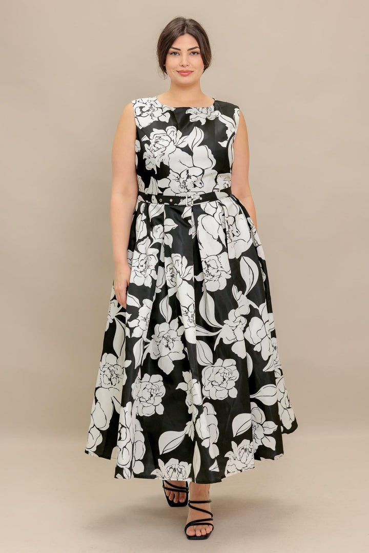 SILENT HEART BLACK WOVEN MIDI DRESS